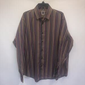 Visconti Uomo Button Up Adult XL Mens Multicolor Striped Long Sleeve Shirt